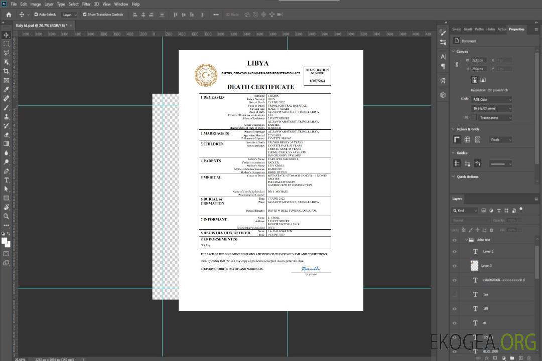 Modèle Word et PDF de certificat de décès en Libye template